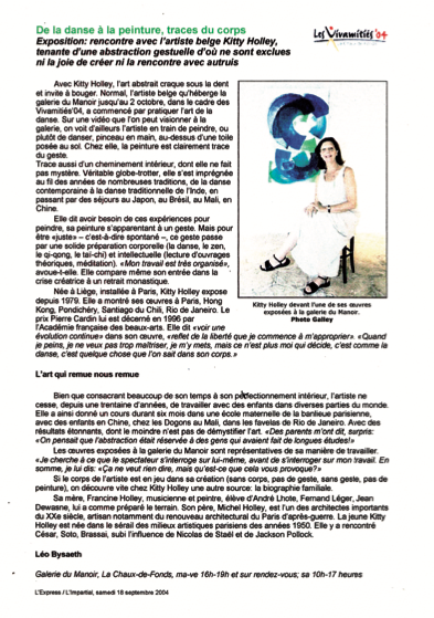 Article de presse, exposition La Chaux-de-Fonds, Galerie du Manoir, 2004