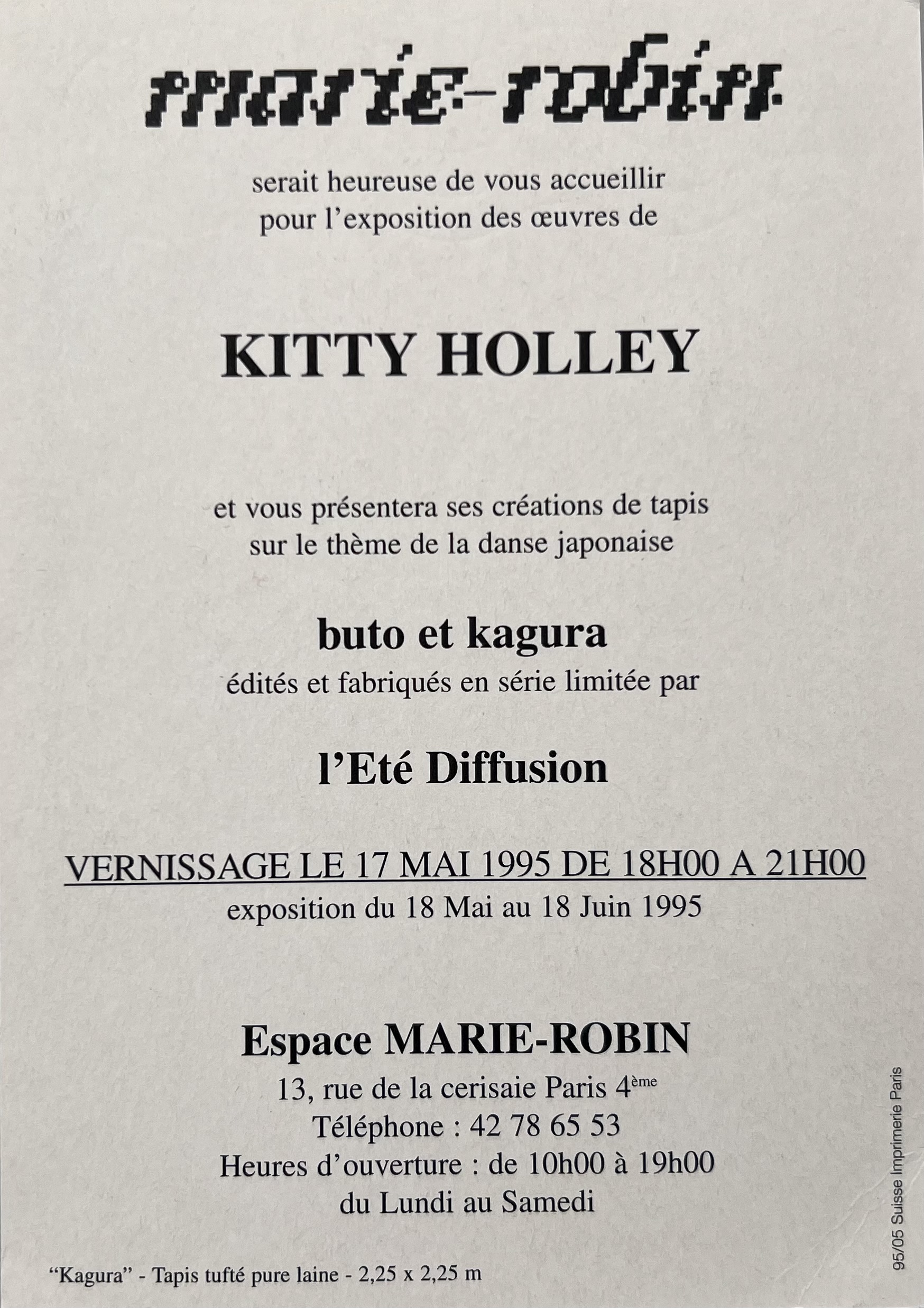 Carton d'invitation exposition Butō et Kagura, Galerie Marie Robin 1995