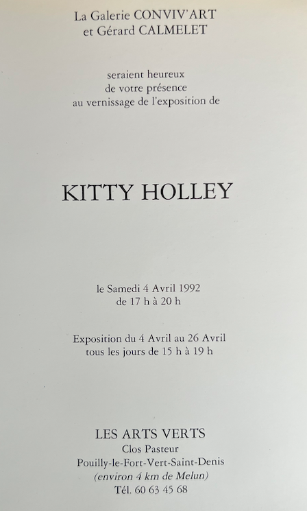 Carton d'invitation, Galerie Les Arts Verts, Pouilly-le-Fort, 1992