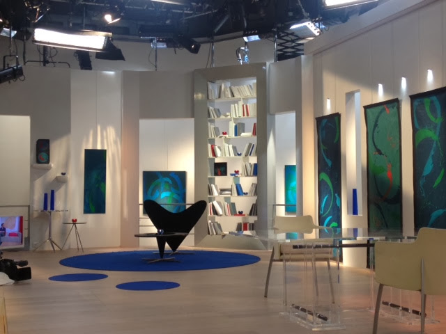 Plateau Thé ou Café, France 2, toiles de Kitty Holley, 2013