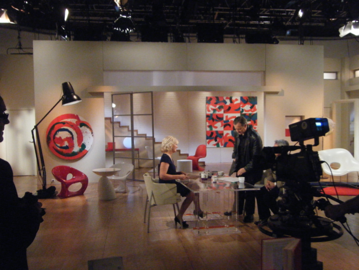 Plateau Thé ou Café, France 2, toiles de Kitty Holley, 2009